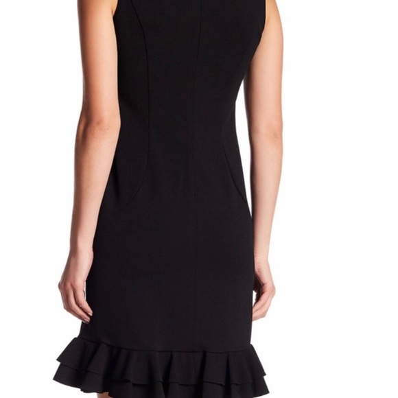 Modern American Designer Scuba Crepe Ruffle Dress - Picture 2 of 3